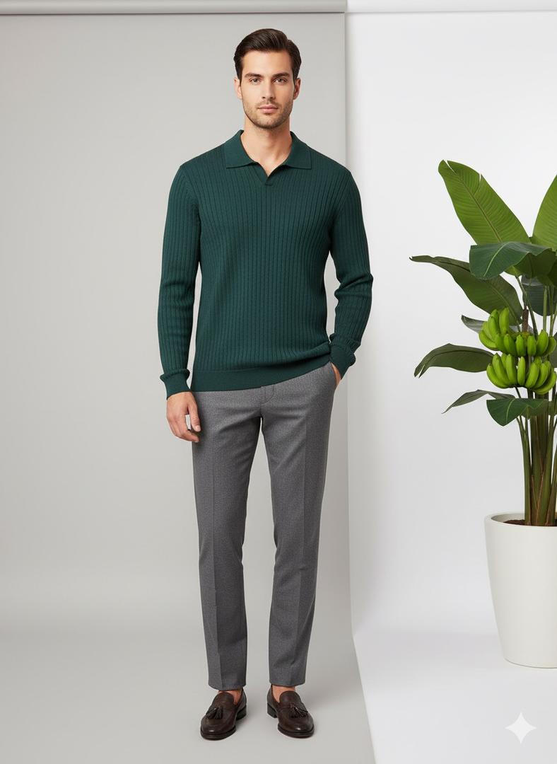 بلوز بافت یقه دار خطی 3107